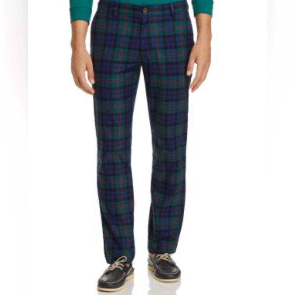 Vineyard Vines Men's Tartan Chinos - Navy and Green